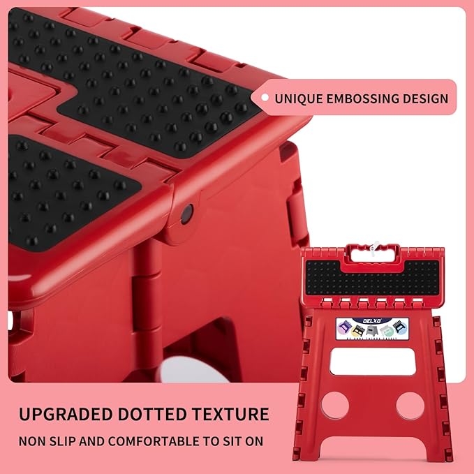 Delxo Folding Step Stool, Non-Slip Stool 13 inch Height Premium Heavy Duty - Image 5