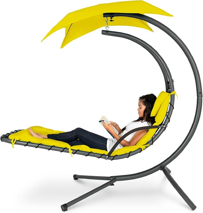 Best Choice Products Outdoor Hanging Curved Steel Chaise Lounge Chair Swing by BestChoiceProducts