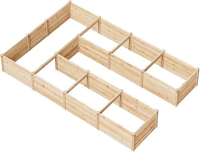 AMERLIFE U-Shaped Raised Garden Bed, 7.5Wx12Dx1.6H Outdoor Wooden Raised Garden - Image 8