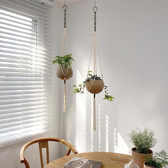 Macrame Plant Hanger Polyester Rope 42 Inch Outdoor Indoor Adjustable Hanging - Image 2