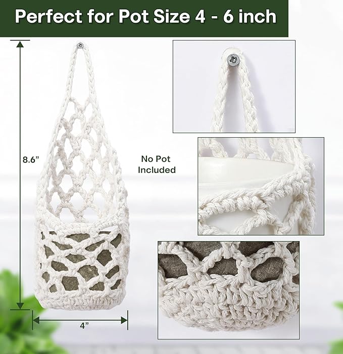 4 Packs Hanging Planters for Indoor Plants, Wall Plant Holder | Plant Hanger - Image 5