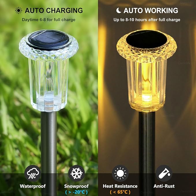 Solar Lights Outdoor 10 Pack Solar Pathway Lights Outdoor LED Waterproof - Image 3
