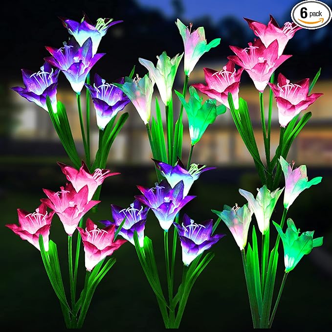 WdtPro Solar Lights Outdoor Garden Decorative 6 Pack, Waterproof Solar Garden by WdtPro
