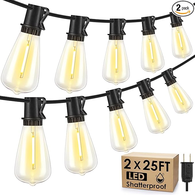 50FT Outdoor String Lights, Patio Lights by Larkvue
