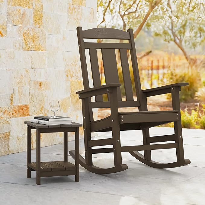 LUE BONA Outdoor Rocking Chairs Set of 2, Weather Resistant HDPS Poly Rocker - Image 6