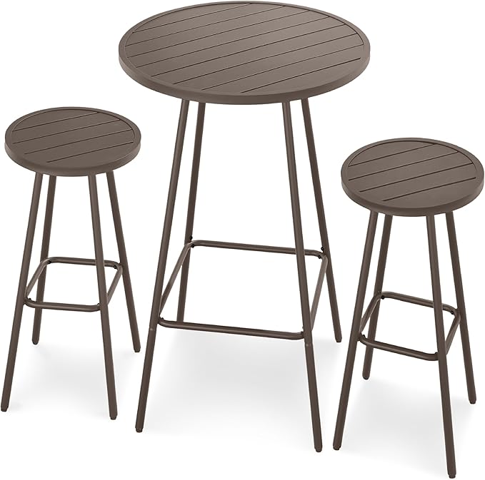 Best Choice Products 3-Piece Patio Dining Set, Bar Height, Outdoor Bistro Set by BestChoiceProducts