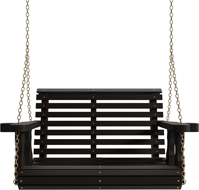 Amish Casual Roll Back Swing, Semi-Solid Black Stain, - Image 2