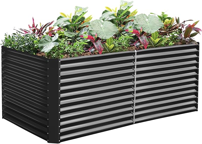 Land Guard 8x4x3ft Rectangular Galvanized Raised Garden Beds, Large-Capacity by LandGuard