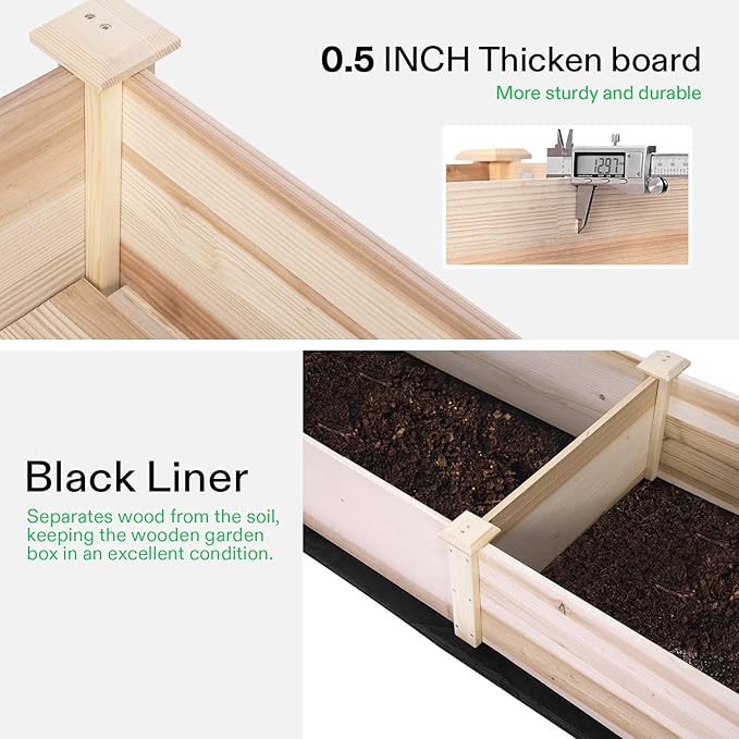 VIVOSUN Wooden Raised Garden Bed, Outdoor Wood Planter Box - Image 6