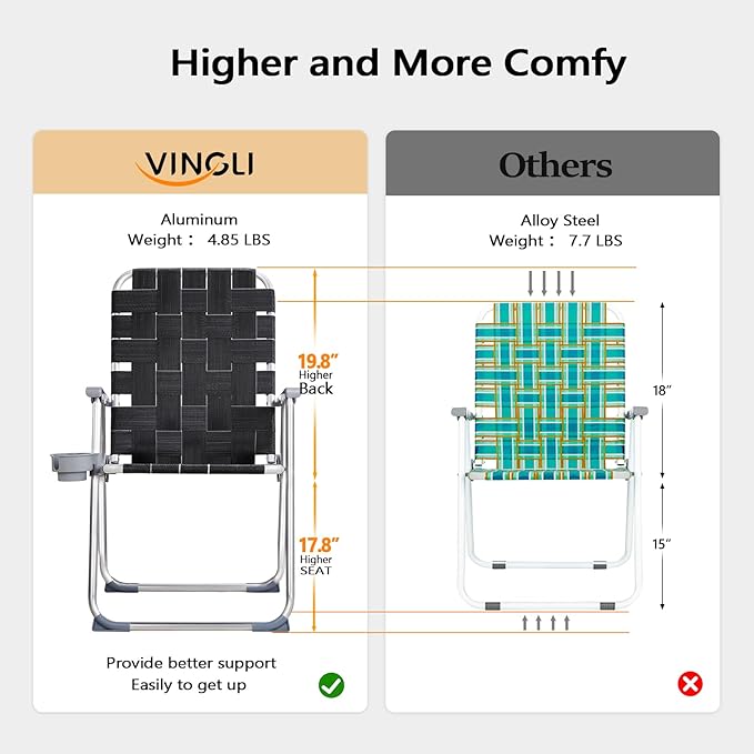 VINGLI Aluminum Patio Lawn Chairs Folding Set of 2 - Image 5