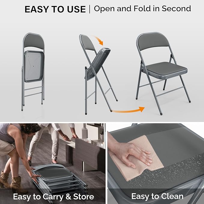 VINGLI 8 Pack Folding Chairs - Image 8