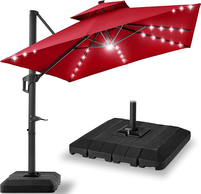 Best Choice Products 9x12ft LED Cantilever Patio Umbrella w/Base Included & by BestChoiceProducts