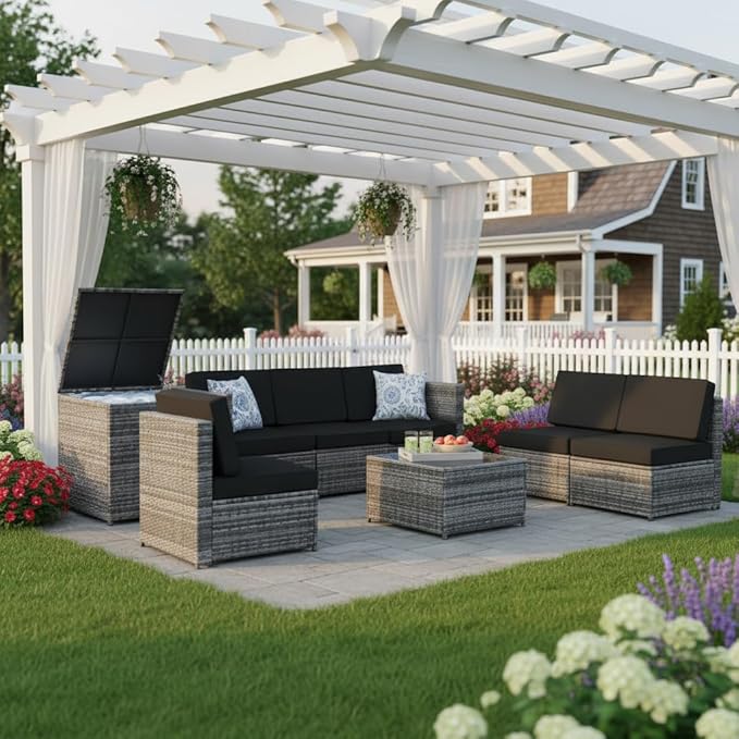 Tangkula 8 Pieces Wicker Patio Furniture Set - Image 2