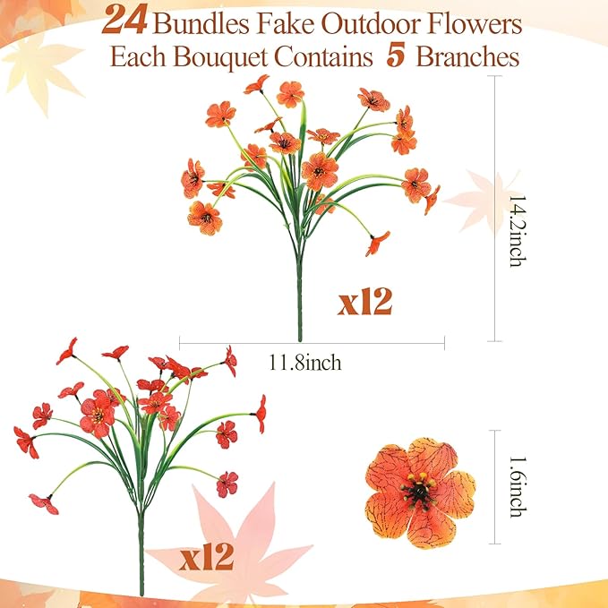 MACTING 24 Bundles Artificial Fall Flowers - Image 5