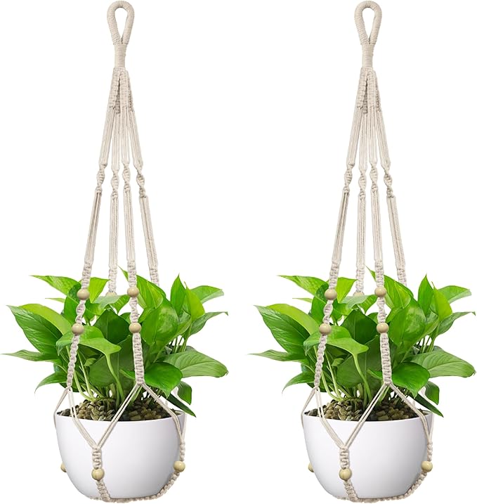 USLAI Macrame Plant Hanger Indoor Outdoor, Fits 4 to 15 Inch Pots, Strong by USLAI