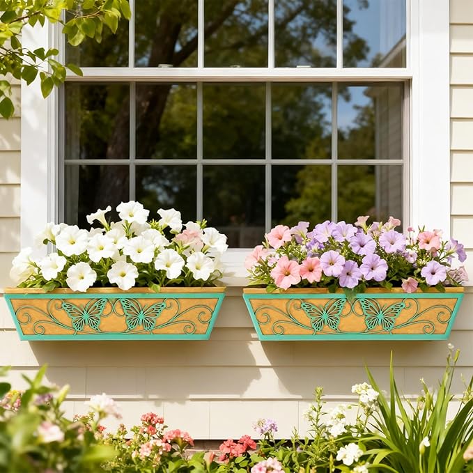2 Pack 24 Inch Window Boxes Planter Railing Planters Box - Image 7