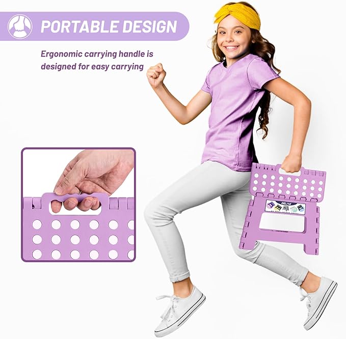 Delxo 9 inch Folding Step Stool, Non-Slip Foldable Small Stools Up to 300 LBS - Image 6