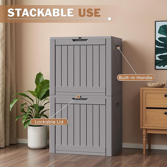Patiowell 43 Gallon Resin Deck Box, Outdoor Storage Box - Image 3