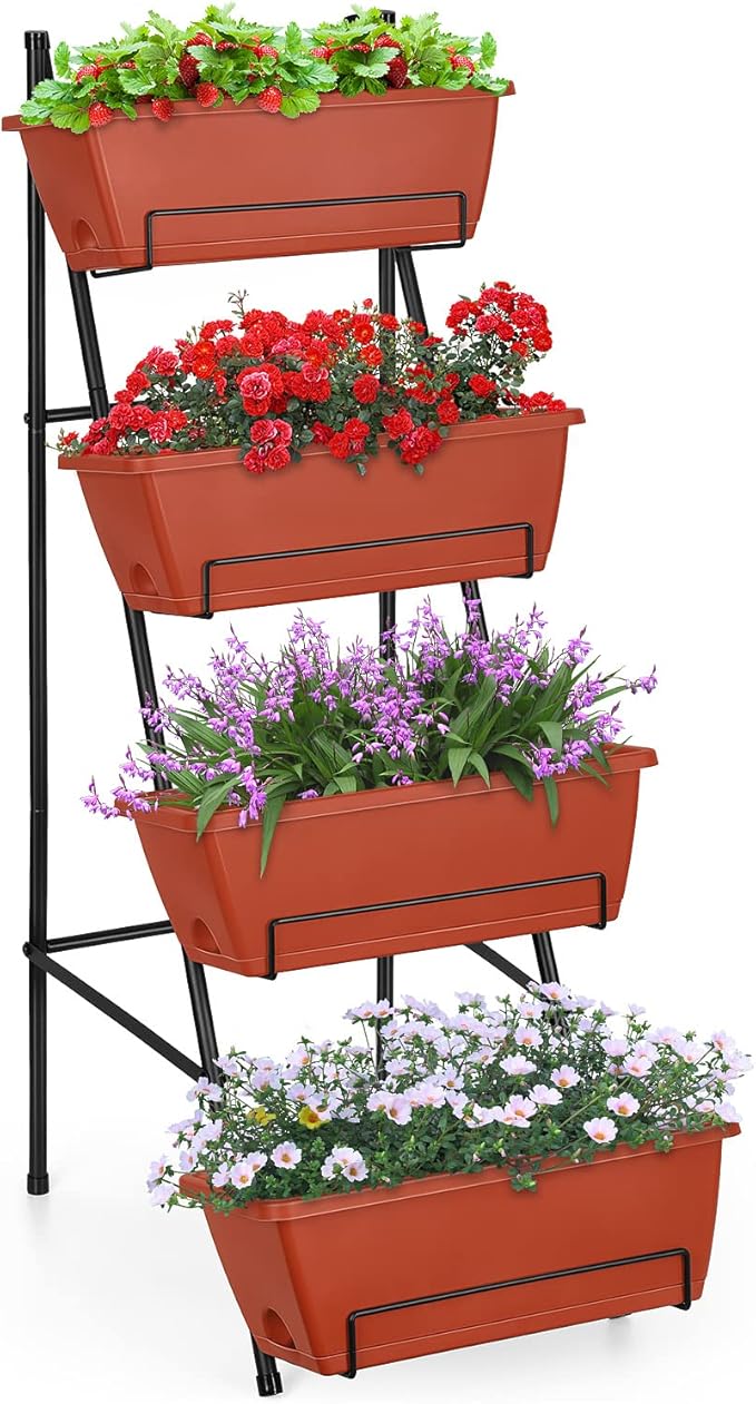OYEAL Raised Garden Bed 4 Tier Vertical Garden Planter Indoor Outdoor Herb by OYEAL