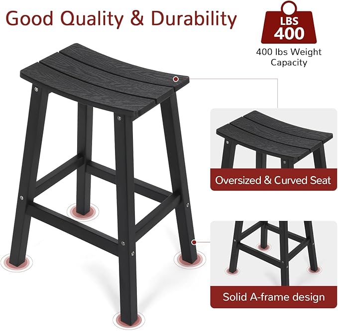 Stoog All-Weather Bar Stools Set of 2, Low Maintenance, - Image 5