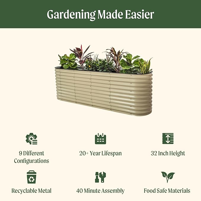 32" Extra Tall Raised Garden Bed Kits, 3.5 x 6.5 x 2.7ft Deep Root 9 in 1 - Image 2