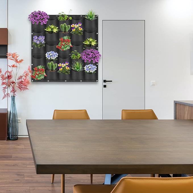 25 Pockets Hanging Planter Bags, Hanging Vertical Wall Mounted Plant Planting - Image 8