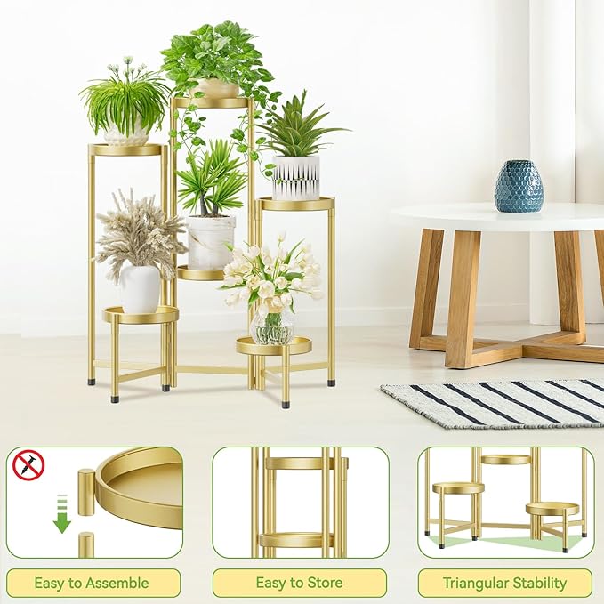 iDavosic.ly Plant Stand Indoor Outdoor, 6 Tier Corner Metal Flower Display - Image 4