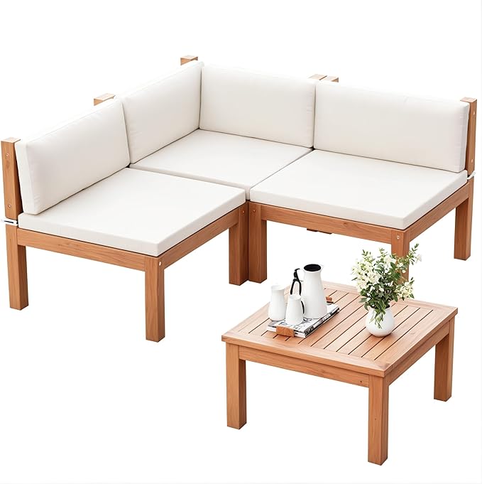 Devoko 4 Pieces Outdoor Sectional Couch Patio Sectional Sofa by DEVOKO