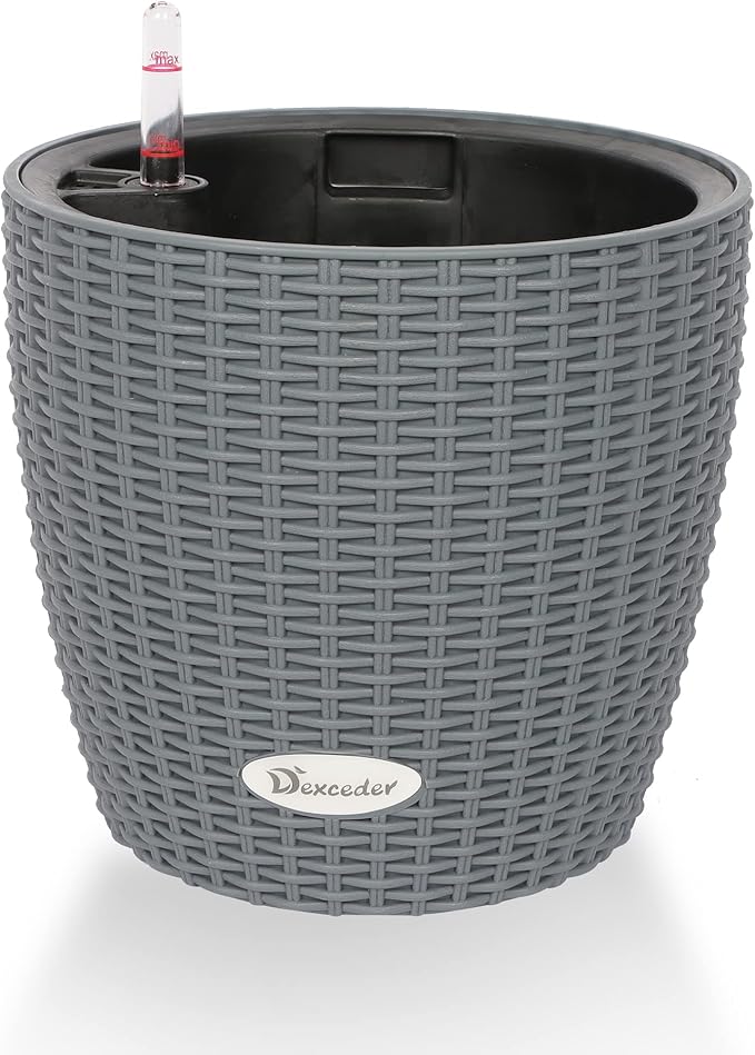 Dexceder 9x8 Inches Rattan Self Watering Planter Indoor Outdoor, Inner Pot by Dexceder