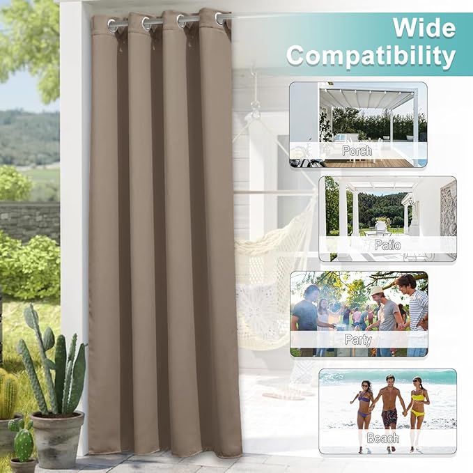 NICETOWN Morandi Brown Outdoor Curtain - Image 7