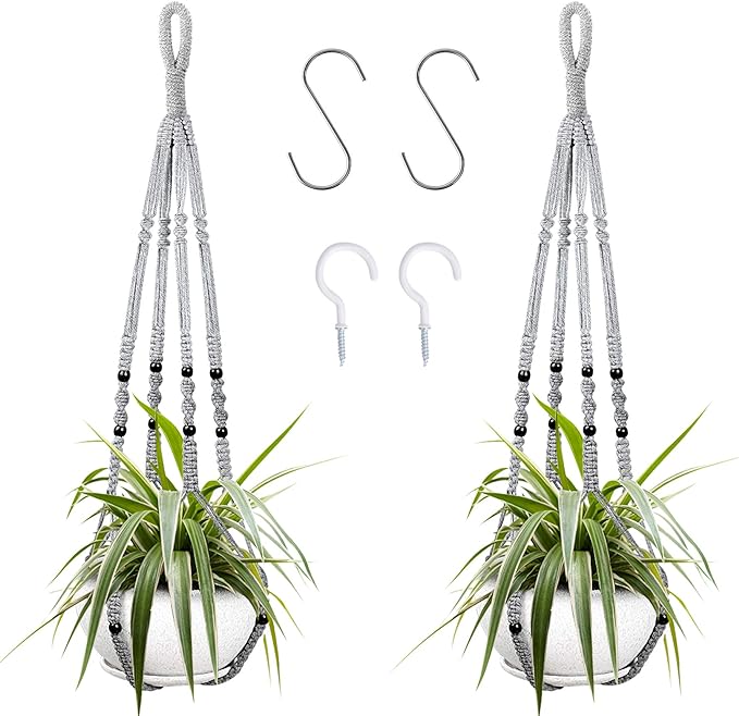 Augshy 2 Packs Macrame Hanging Planter, Indoor Hanging Planter Basket by Augshy