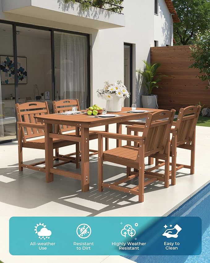 Ciokea Outdoor Patio Dining Chair Set of 2, HDPE Porch Chairs - Image 3