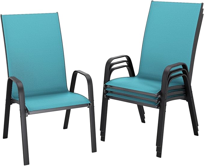 JEAREY Patio Dining Chairs Set of 4, Outdoor Stackable Dining Furniture Set by JEAREYOutdoorsCollection