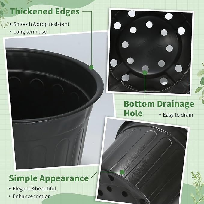 40 Pack 3 Gallon Nursery Plant Pots, 10 Inch Plastic Garden Flower Seedling - Image 4
