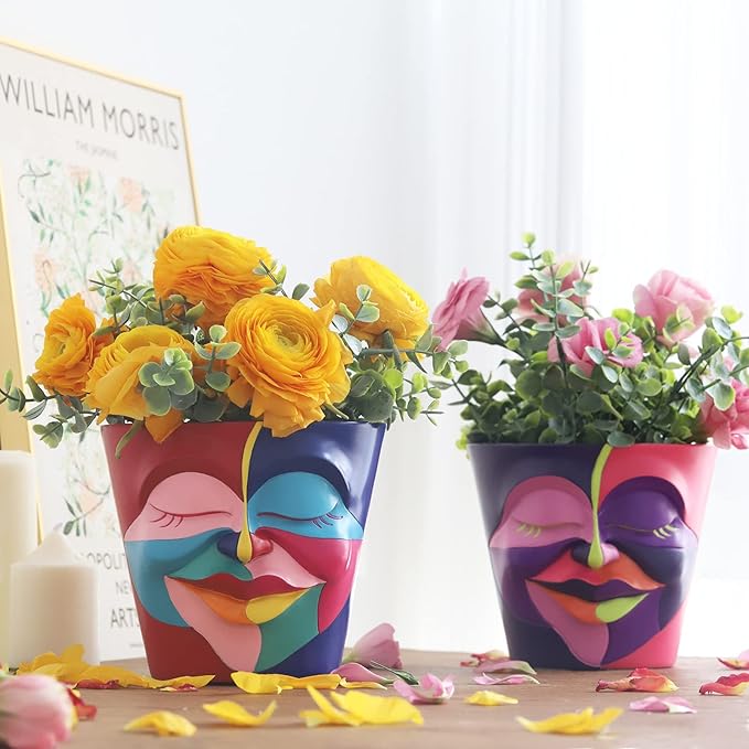 GUGUGO Abstract Rainbow Head Planter, Graffiti Face Planters Pots - Image 5