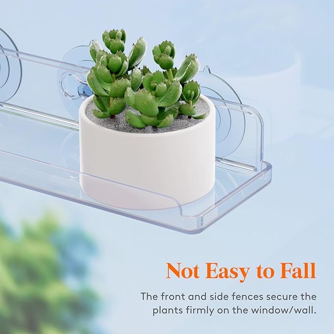 Lifewit Window Plant Floating Shelves 14.6x3.6, 3 Pack Acrylic Suction Cup Shelf - Image 7