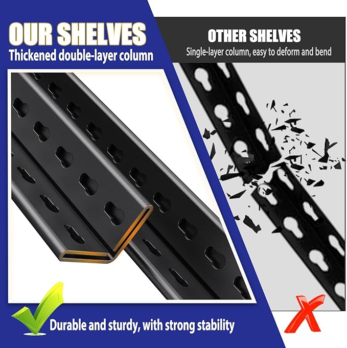 71"H Garage Shelving-3000LBS 5 Tier Storage Shelves, Adjustable Heavy Duty - Image 6
