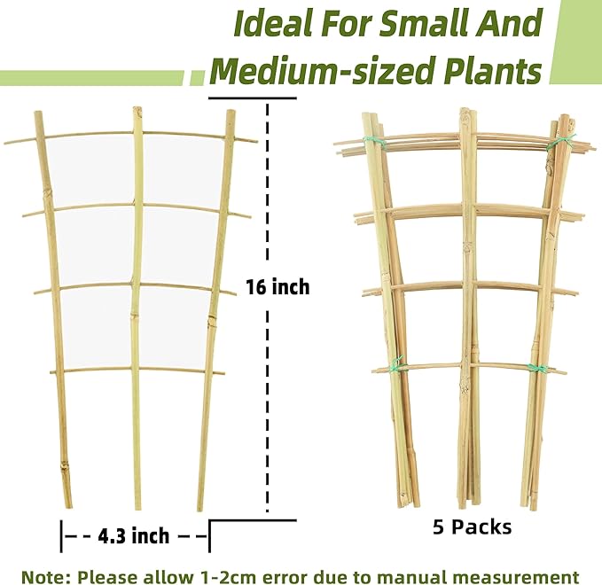 16Inch 5Pack Bamboo Trellis for Climbing Plants, Garden Ladder Trellis for - Image 4