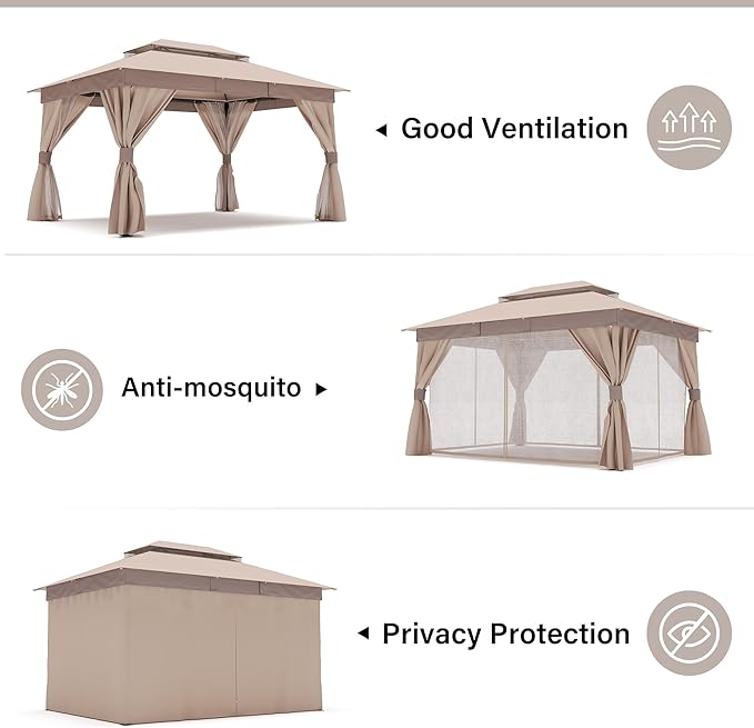 LAUSAINT HOME Semi-Permanent Outdoor Patio Gazebo 10'x13', Heavy Duty Party - Image 9