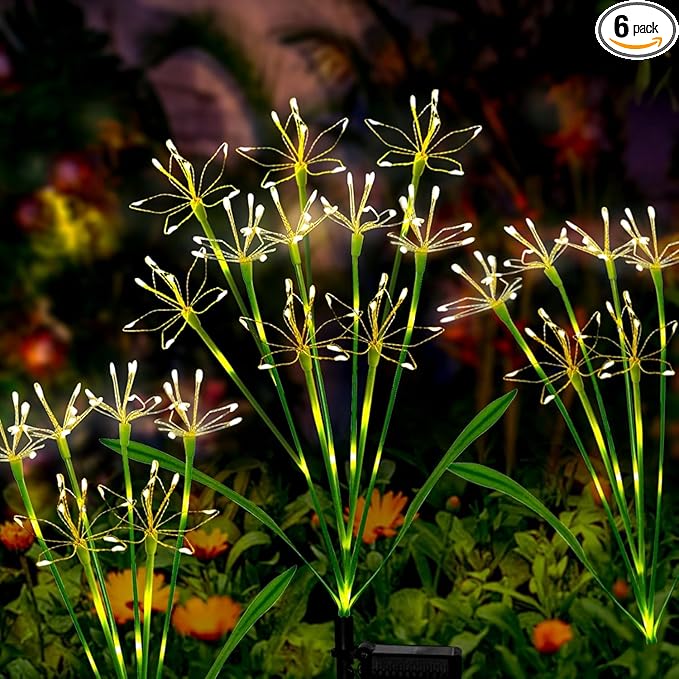 Solar Garden Lights Outdoor: Waterproof 6-Pack DIY Decorative Firework Lights by Unknown