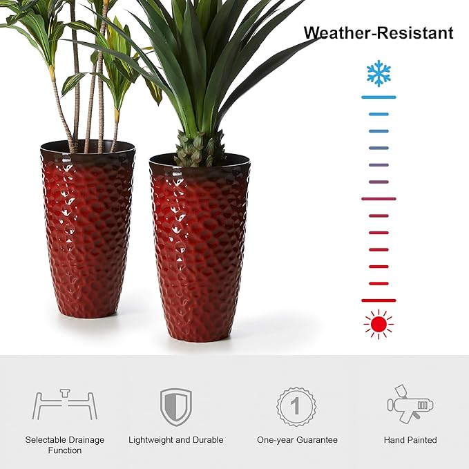 Glitzhome Large Planters for Outdoor Plant, 23.75" H Tall Outdoor Planter - Image 3