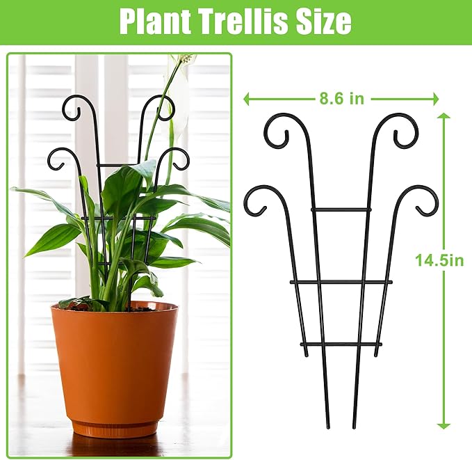 Coomin Small Plant Trellis for Climbing Plants Indoor, 14.5in Metal House Plant - Image 2