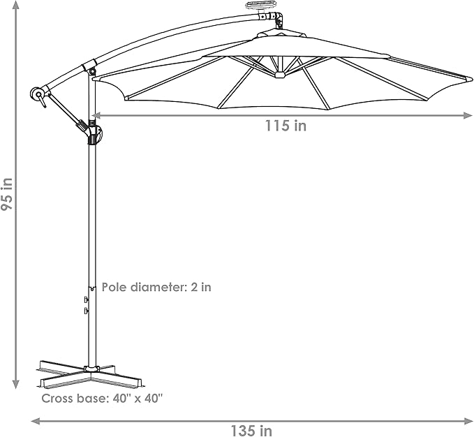Sunnydaze 10' Solar Offset Patio Umbrella - Image 3