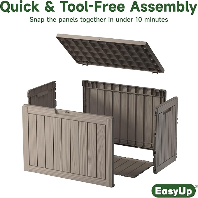 EasyUp 45 Gallon Outdoor Storage Box, Resin Waterproof UV-Resistant Deck Box - Image 5