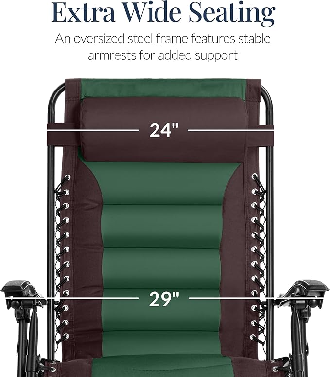 Best Choice Products Oversized Padded Zero Gravity Chair, Folding Outdoor Patio - Image 4