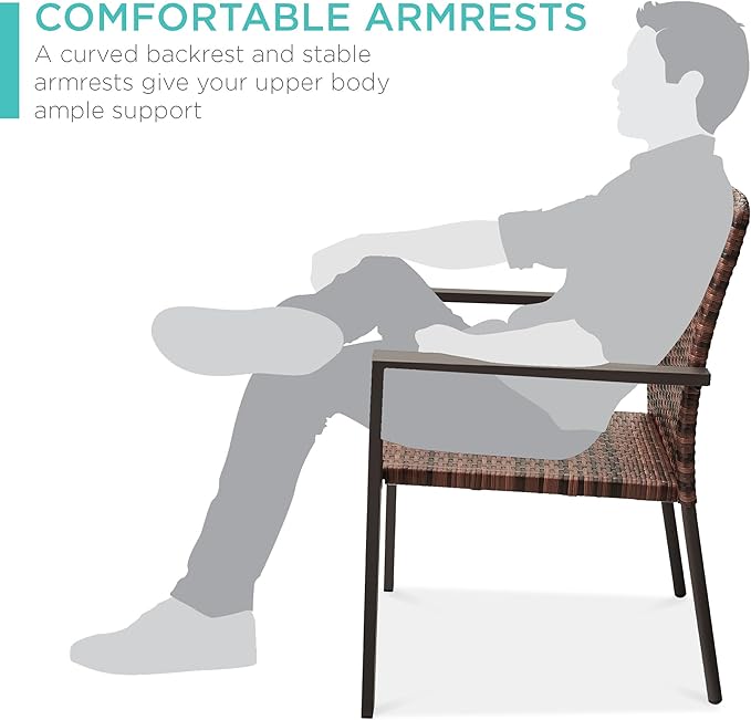 Best Choice Products Set of 2 Stackable Outdoor Wicker Dining Chairs - Image 5