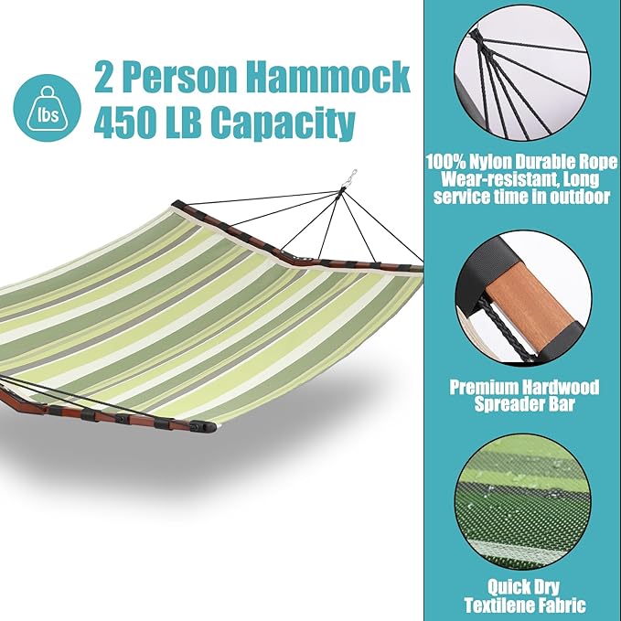 TegerDeger 12FT 2 Person Hammock Large Hammock Quick Dry 450LB Capacity - Image 4