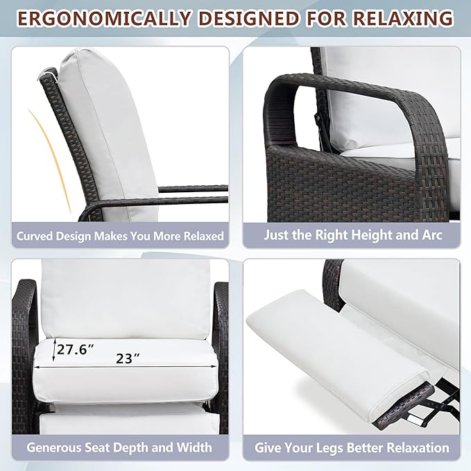 ART TO REAL Outdoor Recliner, Automatic Adjustable Wicker Lounge Recliner Chair - Image 5