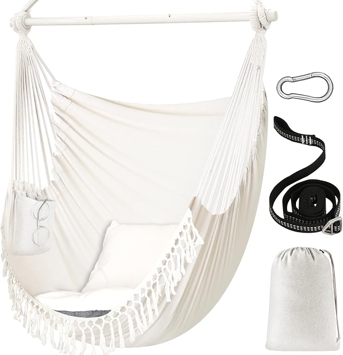 Chihee Hammock Chair 4.9ft x 3.9ft Max 500 Lbs Widen Hanging Swing 2 Cushions by Chihee