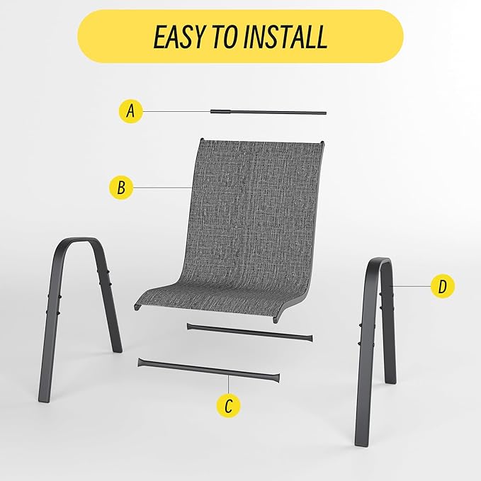 Betterhood Patio Chairs Set of 6, Stackable Outdoor Dining Chairs Set - Image 7